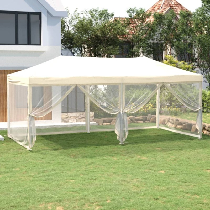 Tenda per Feste Pieghevole con Pareti Laterali Crema 3x6 m Tenda per Feste Pieghevole con Pareti Laterali Crema 3x6 m