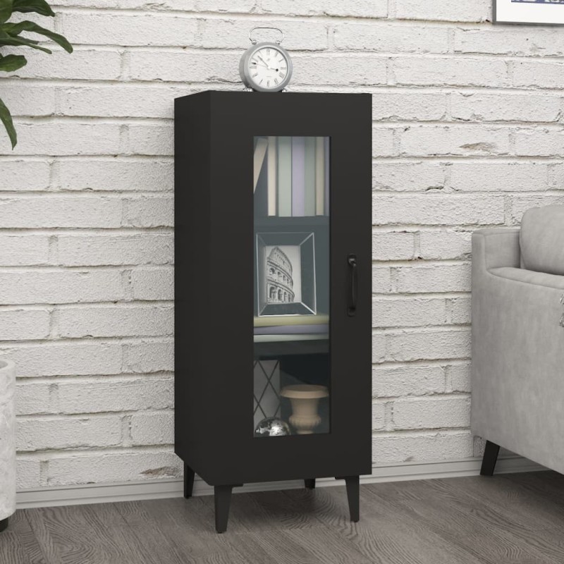 Credenza Nera 34,5x34x90 cm in Legno Multistrato Credenza Nera 34,5x34x90 cm in Legno Multistrato