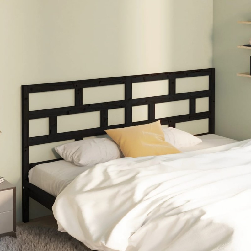 Testiera per Letto Nera 186x4x100 cm in Legno Massello di Pino Testiera per Letto Nera 186x4x100 cm in Legno Massello di Pino
