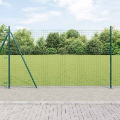 vidaXL Recinzione euro con 7 pali flangiati, 1.5 x 10m in acciaio zincato.