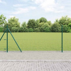 vidaXL Recinzione Euro con 7 pali flangiati, 0.8x10 m, in acciaio zincato