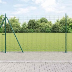 vidaXL Recinzione Euro con 7 pali flangiati, 1.6 x 10 m, in acciaio zincato.