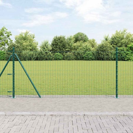 vidaXL Recinzione Euro con 7 posti flangiati, 0,8 x 10 m, in acciaio zincato