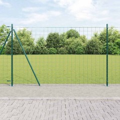 vidaXL Recinzione Euro con 7 pali flangiati, 1,6 x 10 m in acciaio galvanizzato