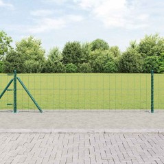 vidaXL Recinzione Euro con 13 pali flangiati, 0,4 x 25 m, in acciaio zincato