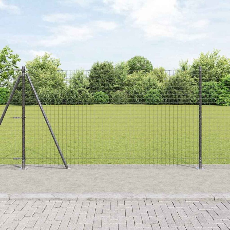 vidaXL Recinzione Euro con 7 posti flangiati 1,2 x 10 m in acciaio galvanizzato