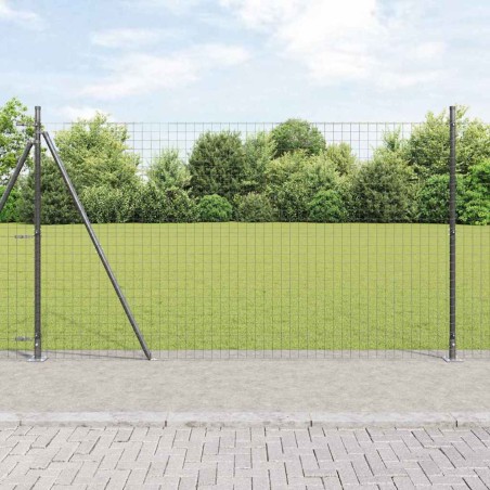 vidaXL Recinzione Euro con 7 posti flangiati, 1,4 x 10 m, acciaio zincato