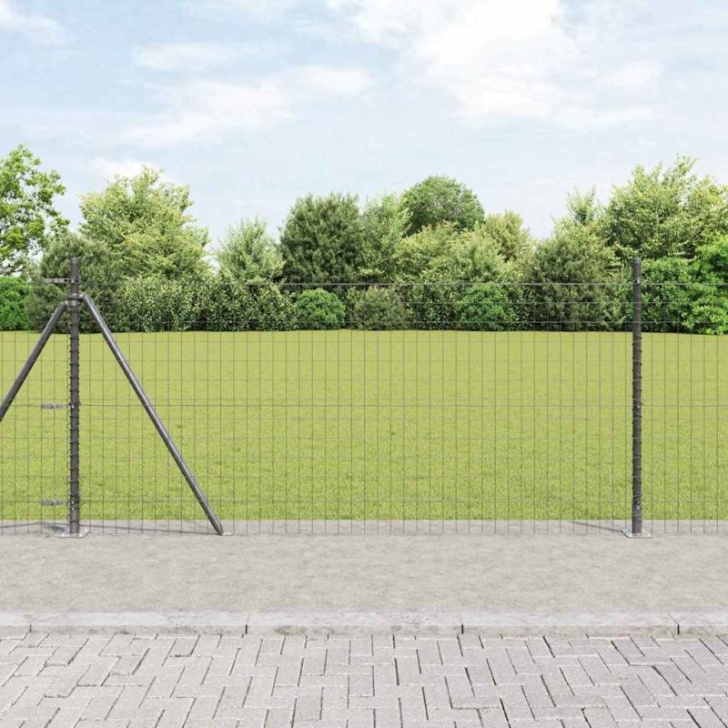 vidaXL Cancello Euro con 7 Poste Flangiate 0,8x10 m in Acciaio Galvanizzato