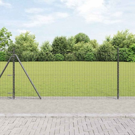 vidaXL Cancello Euro con 7 Poste Flangiate 0,8x10 m in Acciaio Galvanizzato