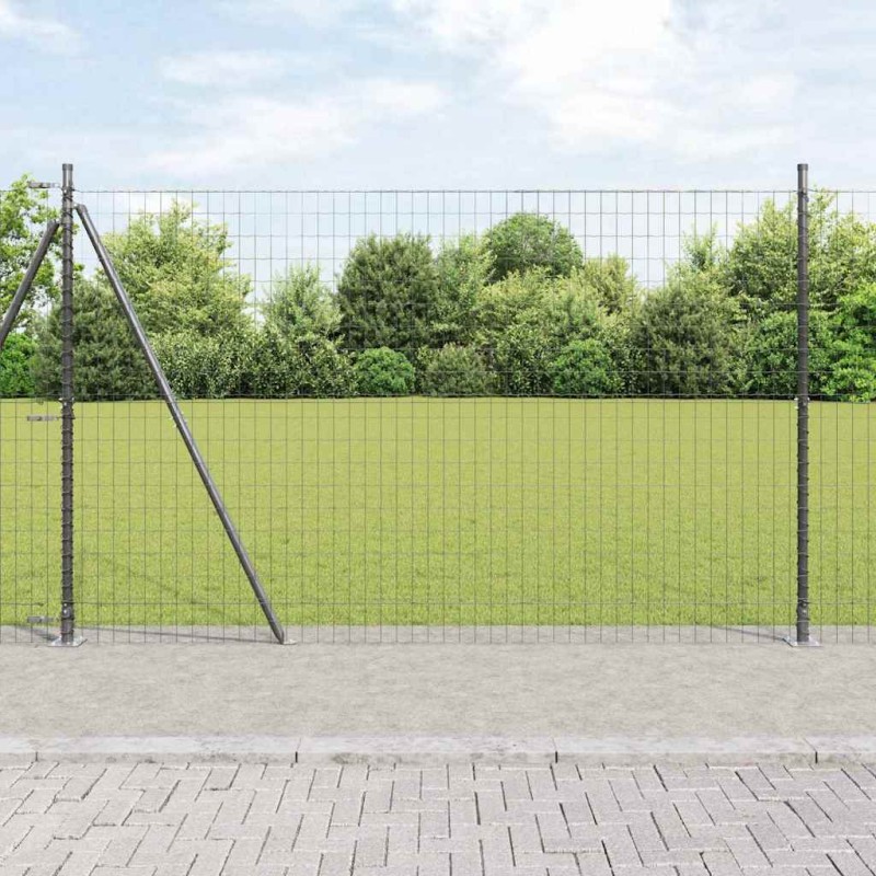 vidaXL Recinzione Euro con 7 Posti Flangiati 1,4 x 10 m in Acciaio Galvanizzato