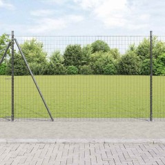 vidaXL Recinzione Euro con 7 Poste Flangiate 1,5 x 10 m in Acciaio Galvanizzato