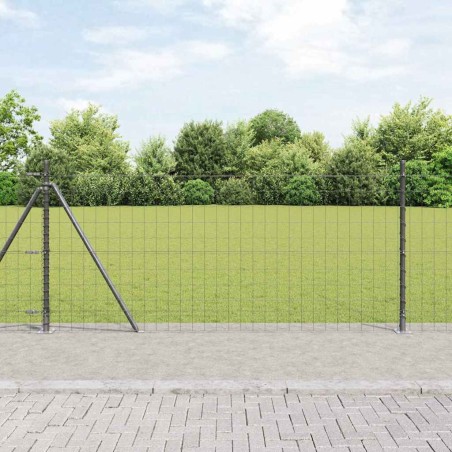 vidaXL Recinzione Euro con 7 pali flangiati, 0,8 x 10 m in acciaio galvanizzato.