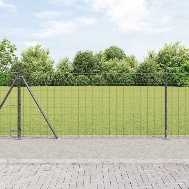 vidaXL Recinzione Euro con 13 Poste Flangiati, 1 x 25 m, in acciaio zincato