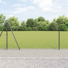 vidaXL Recinzione Euro con 13 post flangiati, 1,2 x 25 m, in acciaio zincato