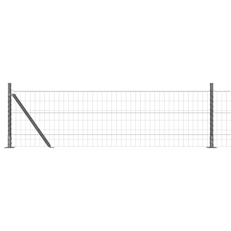vidaXL Recinzione Euro con 13 paletti flangiati, 0,6 x 25 m, in acciaio zincato.