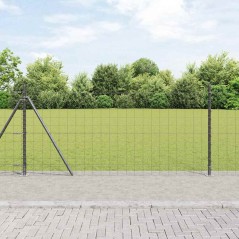 vidaXL Recinzione Euro con 13 pali flangiati 0,8 x 25 m in acciaio zincato