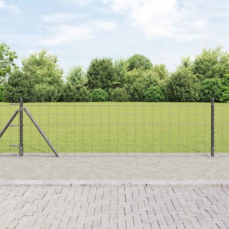 vidaXL Recinzione Euro con 13 pali flangiati, 0,4 x 50 m in acciaio zincato