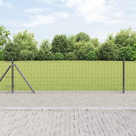 vidaXL Recinzione Euro con 13 pali flangiati 0.6x25m in acciaio zincato