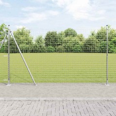 vidaXL Recinzione Euro con 7 pali flangiati 1.4 x 10 m in acciaio galvanizzato