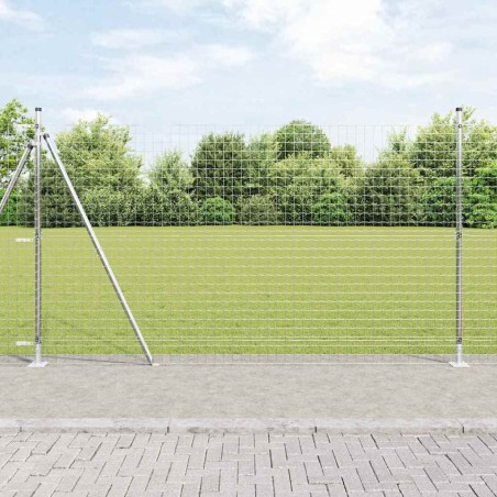 vidaXL Recinzione Euro con 7 Posti a Flangia 1.5x10 m in Acciaio Zincato