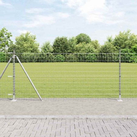 vidaXL Recinzione Euro di con 7 Pali Flangiati 0.8x10 m in Acciaio Zincato