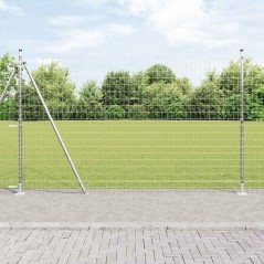 vidaXL Recinzione Euro di con 7 pali flangiati, 1.5 x 10 m in acciaio zincato