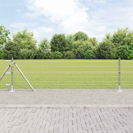 vidaXL Recinzione Euro con 7 supporti flangiati, 0,6x10 m in acciaio galvanizzato