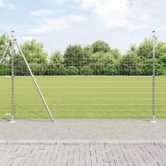 vidaXL Recinzione Euro con 7 Pali Flangiati 1,4 x 10 m in Acciaio Zincato