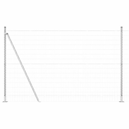vidaXL Recinzione Euro con 7 Pali Flangiati 1,4 x 10 m in Acciaio Zincato