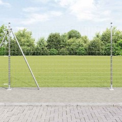 vidaXL Recinzione Euro della con 7 pali flangiati, 1,5 x 10 m in acciaio zincato