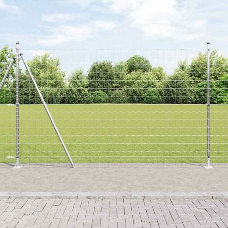 vidaXL Recinzione Euro della con 7 pali flangiati, 1,5 x 10 m in acciaio zincato