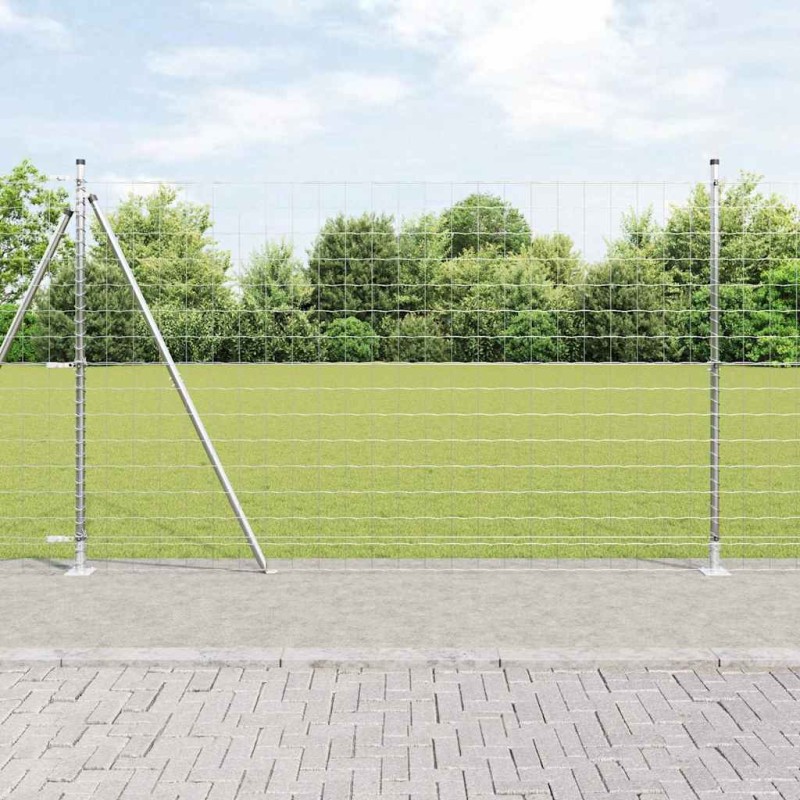 vidaXL Recinzione Euro con 7 Posti Flangiati 1,5x10 m Acciaio Zincato