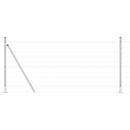 vidaXL Recinzione Euro con 13 pilastri flangiati, 0,8 x 25 m in acciaio galvanizzato