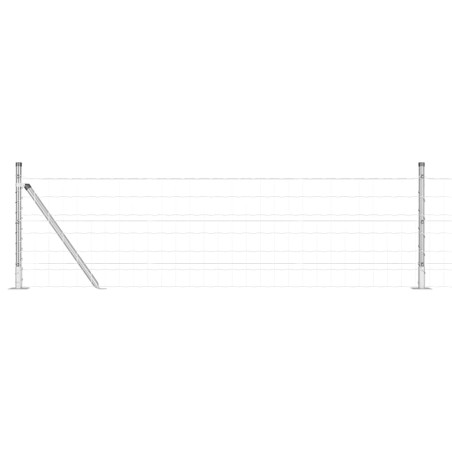 vidaXL Recinzione Euro con 13 pali flangiati 0,6x50 m in acciaio zincato