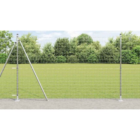 vidaXL Recinzione Euro con 7 pali flangiati, 1,4x10 m in acciaio zincato