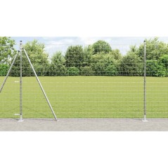 vidaXL Recinzione Euro con 7 pali flangiati, 1.6x10m in acciaio zincato