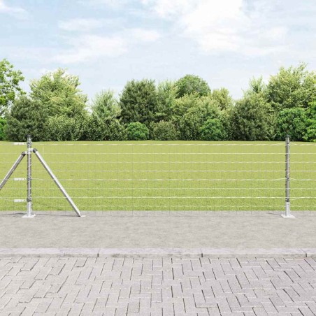 vidaXL Recinzione Euro con 13 pali flangiati, 0.4 x 50 m in acciaio zincato