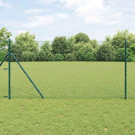 vidaXL Set di pali del recinto Verde 1.5 x 10 m Acciaio zincato