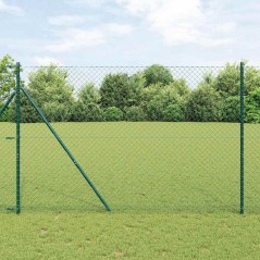 vidaXL Set di pali del recinto Verde 1.6 x 10 m Acciaio zincato