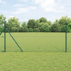 vidaXL Set di pali del recinto Verde 1 x 10 m Acciaio zincato