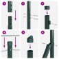 vidaXL Set di pali del recinto Verde 1.5 x 10 m Acciaio zincato