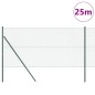 vidaXL Set di pali del recinto Verde 1 x 25 m Acciaio zincato