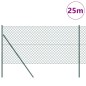 vidaXL Set di pali del recinto Verde 1 x 25 m Acciaio zincato