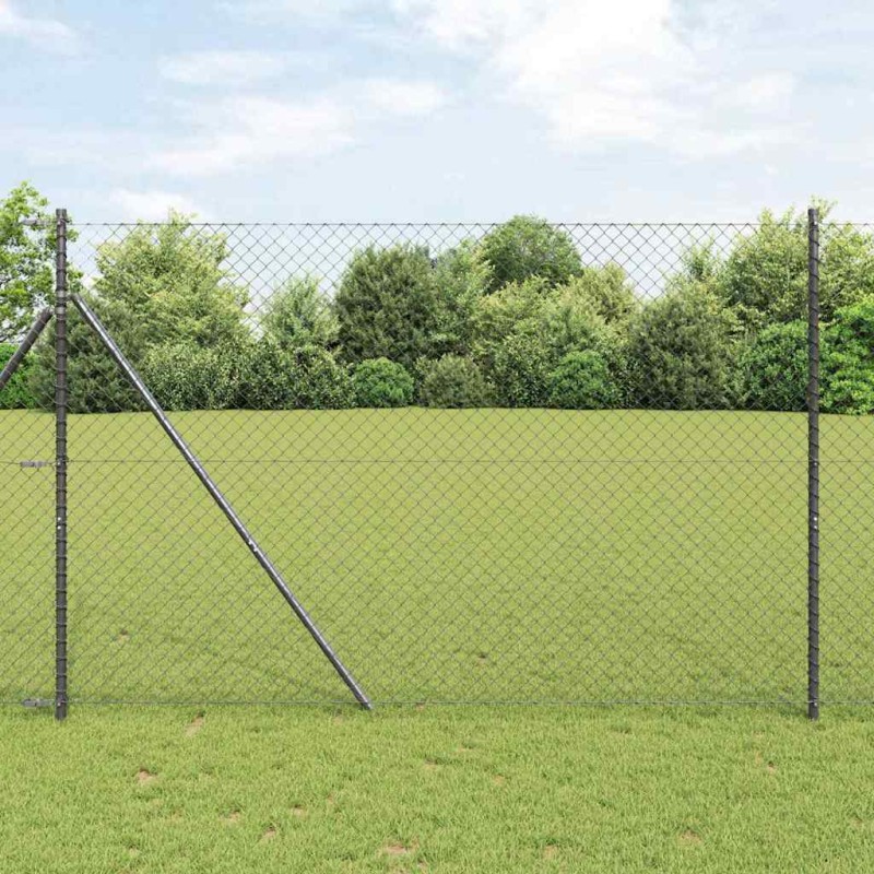 vidaXL Set di pali del recinto Grigio 1.5 x 10 m Acciaio zincato