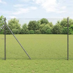 vidaXL Set di pali del recinto Grigio 1.6 x 10 m Acciaio zincato