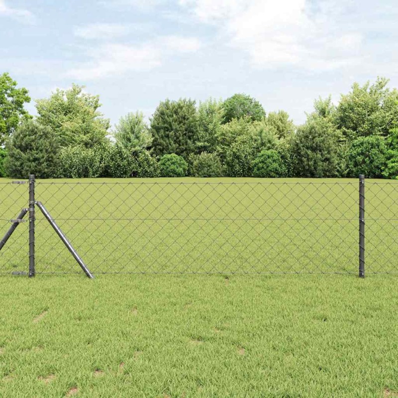 vidaXL Set di pali del recinto Grigio 0.6 x 10 m Acciaio zincato