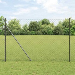 vidaXL Set di pali del recinto Grigio 1.6 x 10 m Acciaio zincato