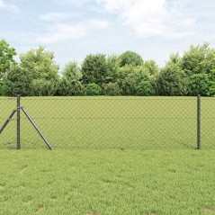 vidaXL Set di pali del recinto Grigio 0.4 x 25 m Acciaio zincato