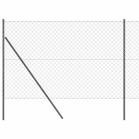 vidaXL Set di pali del recinto Grigio 1.5 x 25 m Acciaio zincato & PVC