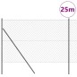 vidaXL Set di pali del recinto Grigio 1.5 x 25 m Acciaio zincato & PVC